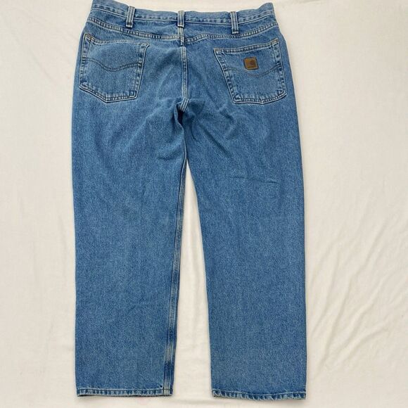 Carhartt Relaxed Fit Straight Leg Jeans Mens 38x30 Blue Denim Workwear B460 LVB - Picture 2 of 8